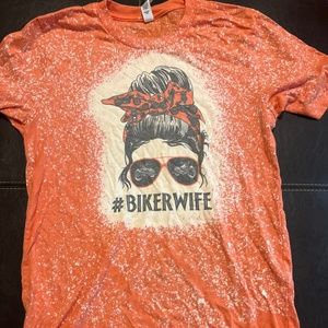 Bella Canvas bleached “#BikerWife” Tshirt